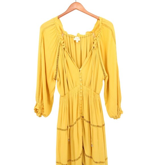 Anthropologie En Elly Sunset Tiered Golden Yellow Maxi Dress S - Picture 6 of 10